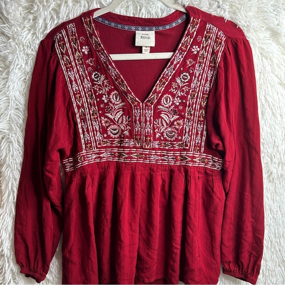 Knox Rose Long Sleeve Embroidered Blouse size M. - Picture 1 of 9